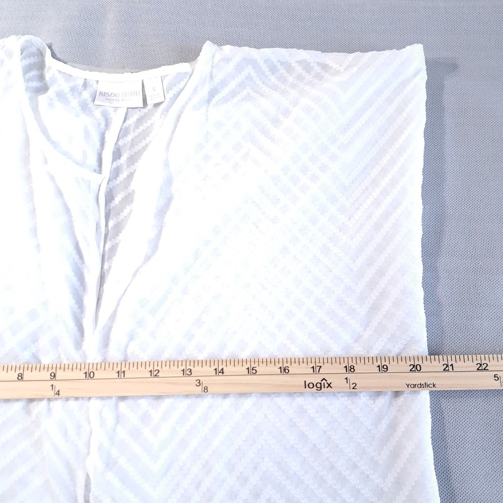 Bisou Bisou Women's Cardigan White Size S Sheer Kimono Cover Up Beach Summer - Picture 8 of 11